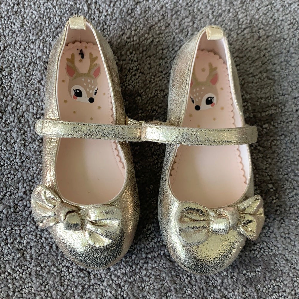 H & M Gold Mary Jane Dress Shoes